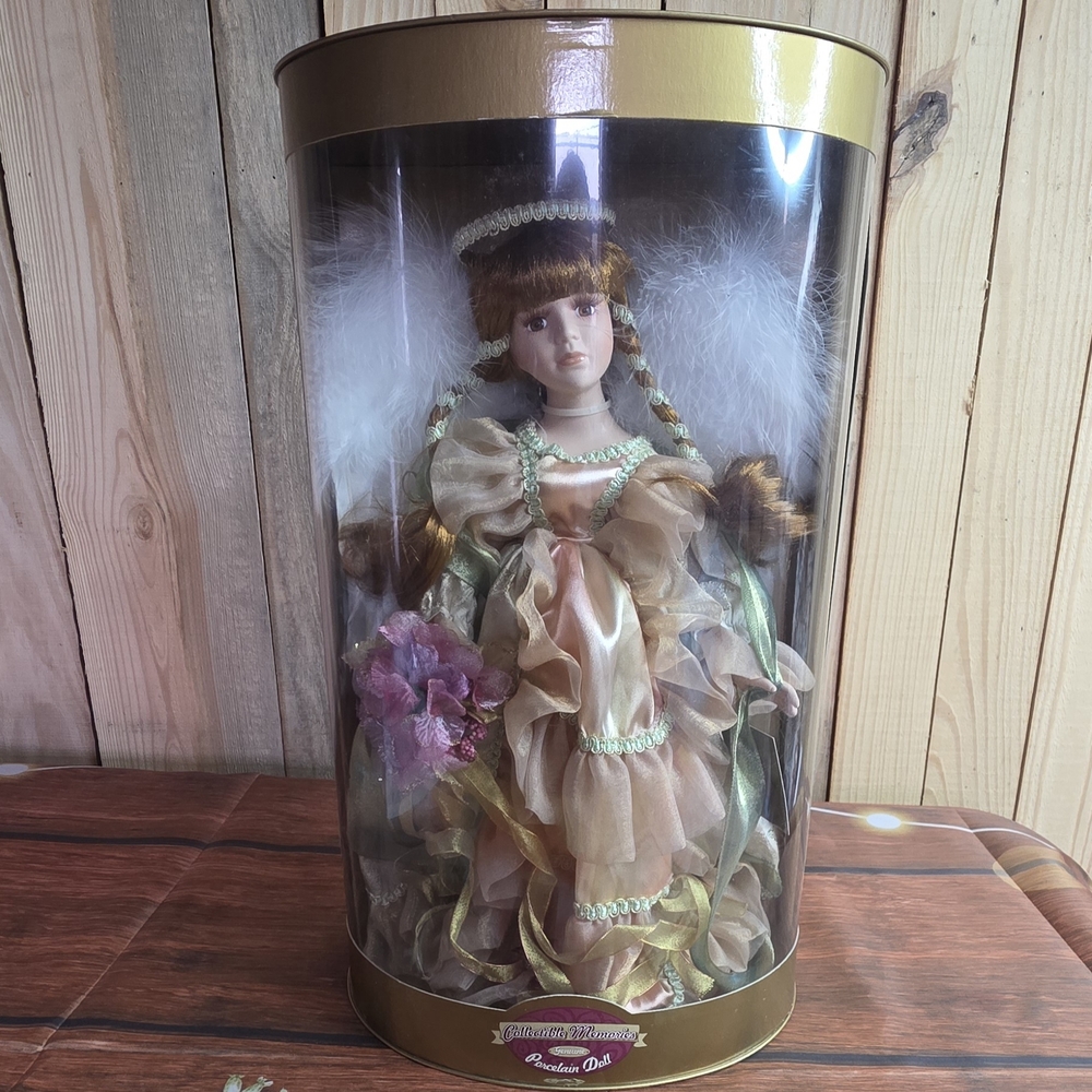 Collectible Memories Vintage Destiny Porcelain Doll Angel Wings Red Hair